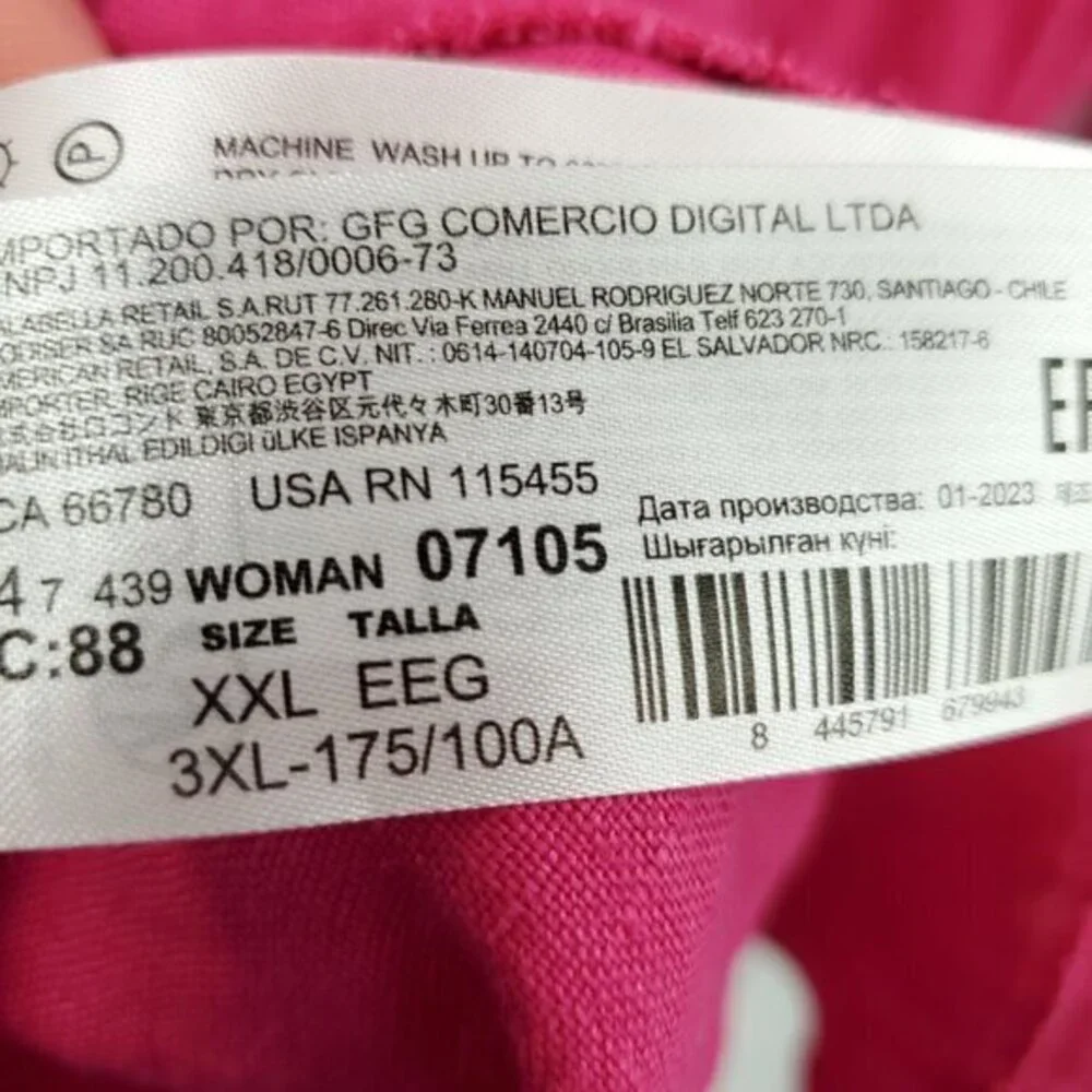 Mango 100% Linen Fuchsia/Barbie Pink Collared Wrap Dress 12